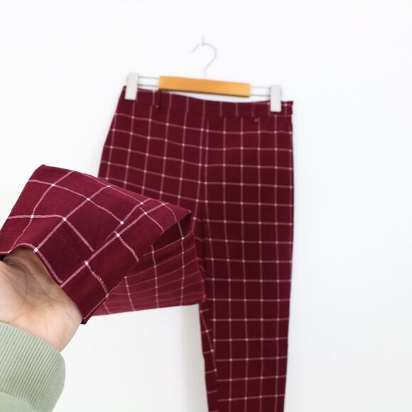 *Forever 21 Red Plaid Skinny High Rise Dress Pant - Picture 5 of 7